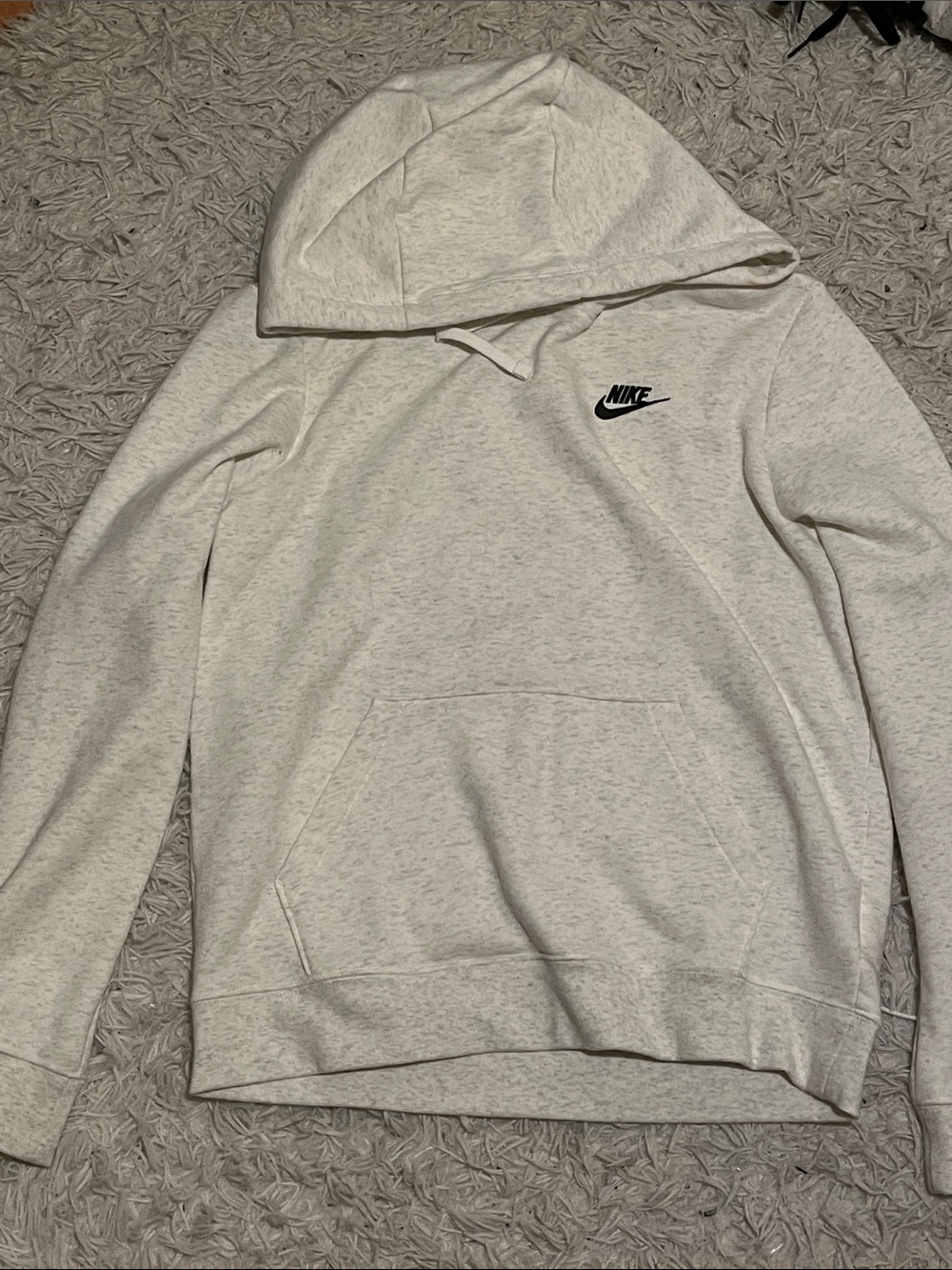 Nike Light Heather Gray Hooded Pullover with Black Logo